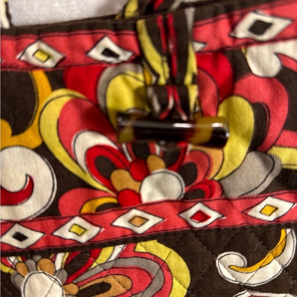 Vera Bradley Puccini Toggle Tote Quilted Floral Shoulder Bag Retired Brown Red - Picture 4 of 5